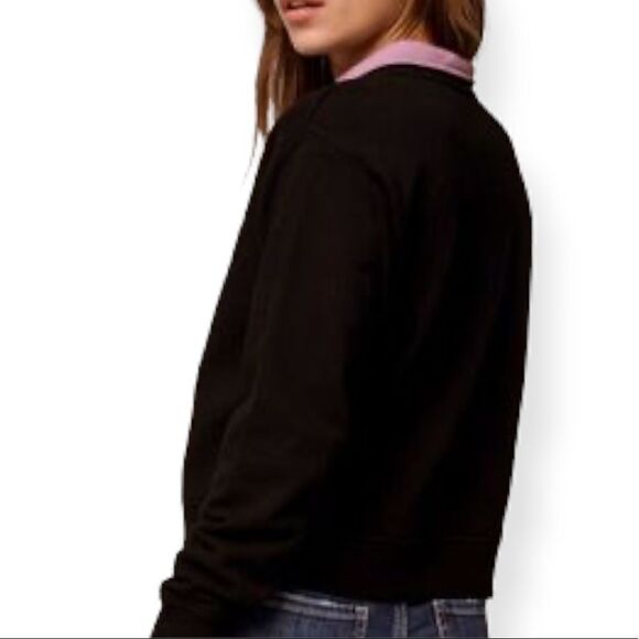 VANS QUARTER ZIP MOCK NECK CROP FIT LONG SLEEVE SWEATSHIRT JUNIOR BLACK PURPLE M - Picture 3 of 5